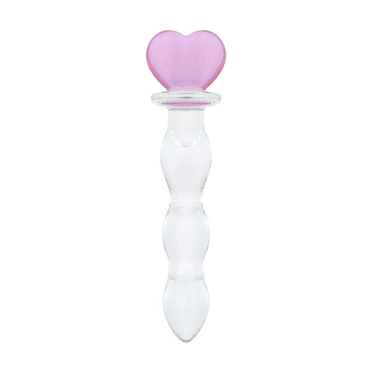 Скляний анальний ланцюжок Gildo Glass Butt Plug Heart Shape No.35_